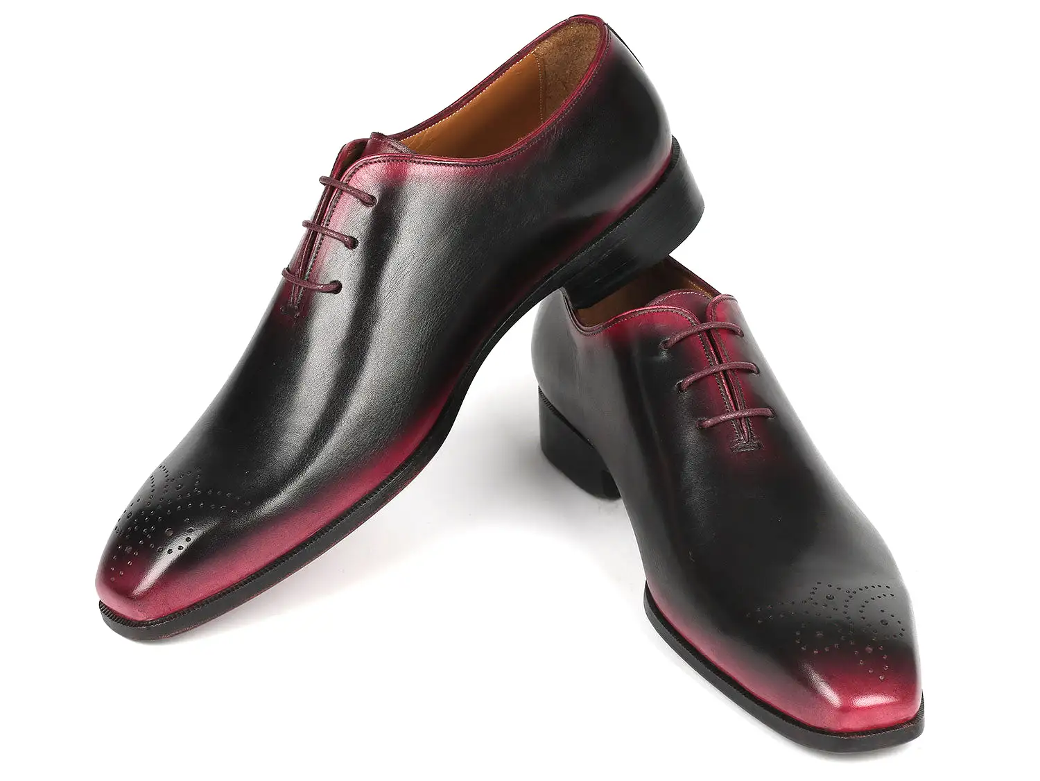 Paul Parkman Black & Red Men's Oxford Shoes - KR254-01-83