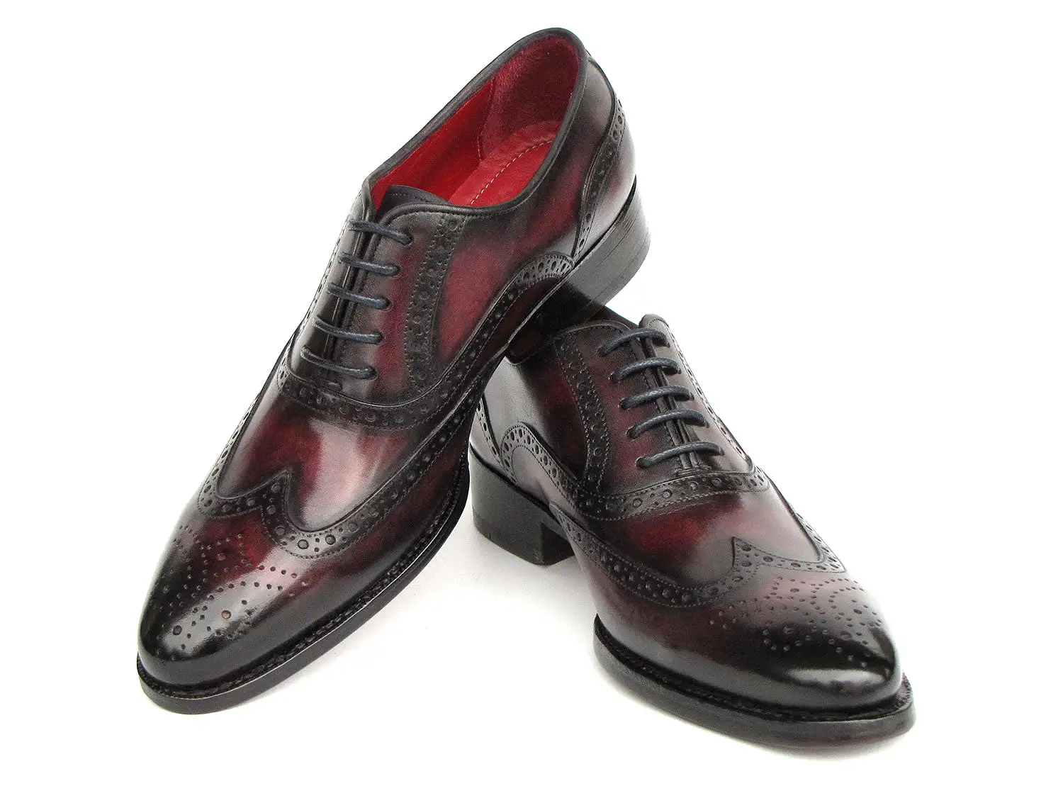 Paul Parkman Bordeaux Burnished Goodyear Welted Wingtip Oxford Shoes - 66BRD94