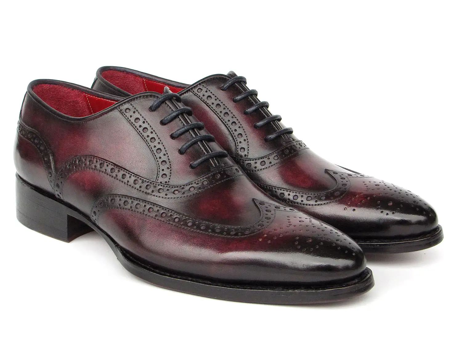 Paul Parkman Bordeaux Burnished Goodyear Welted Wingtip Oxford Shoes - 66BRD94