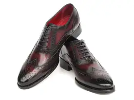 Paul Parkman Bordeaux Burnished Goodyear Welted Wingtip Oxford Shoes - 66BRD94