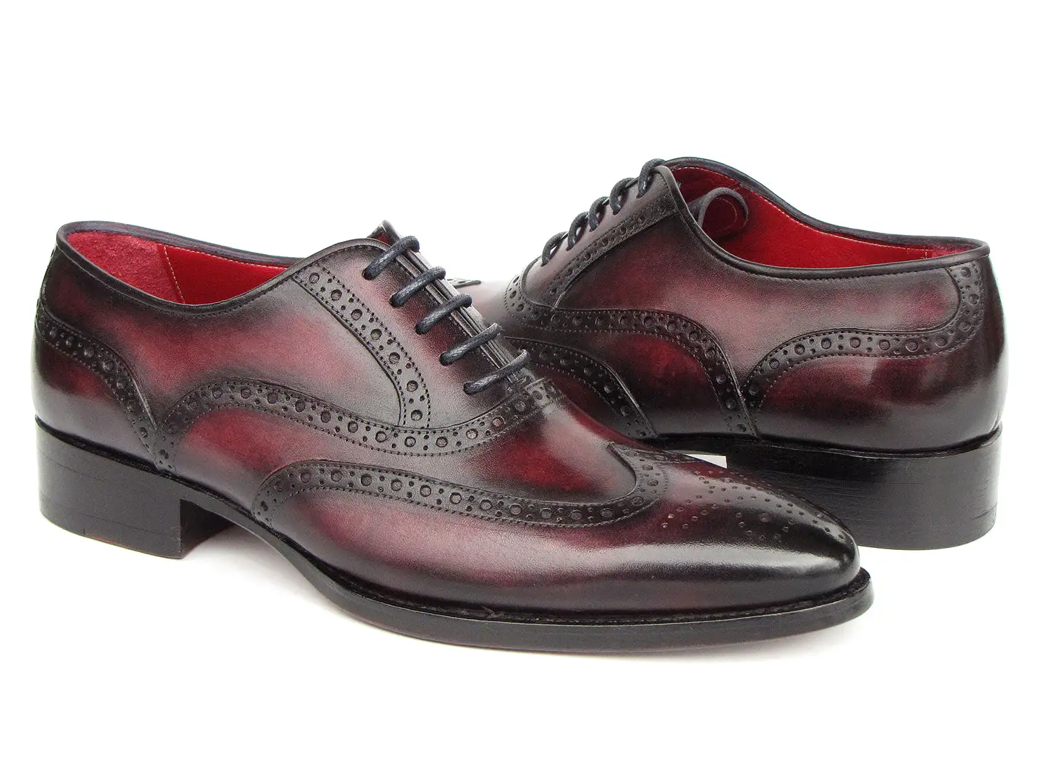 Paul Parkman Bordeaux Burnished Goodyear Welted Wingtip Oxford Shoes - 66BRD94