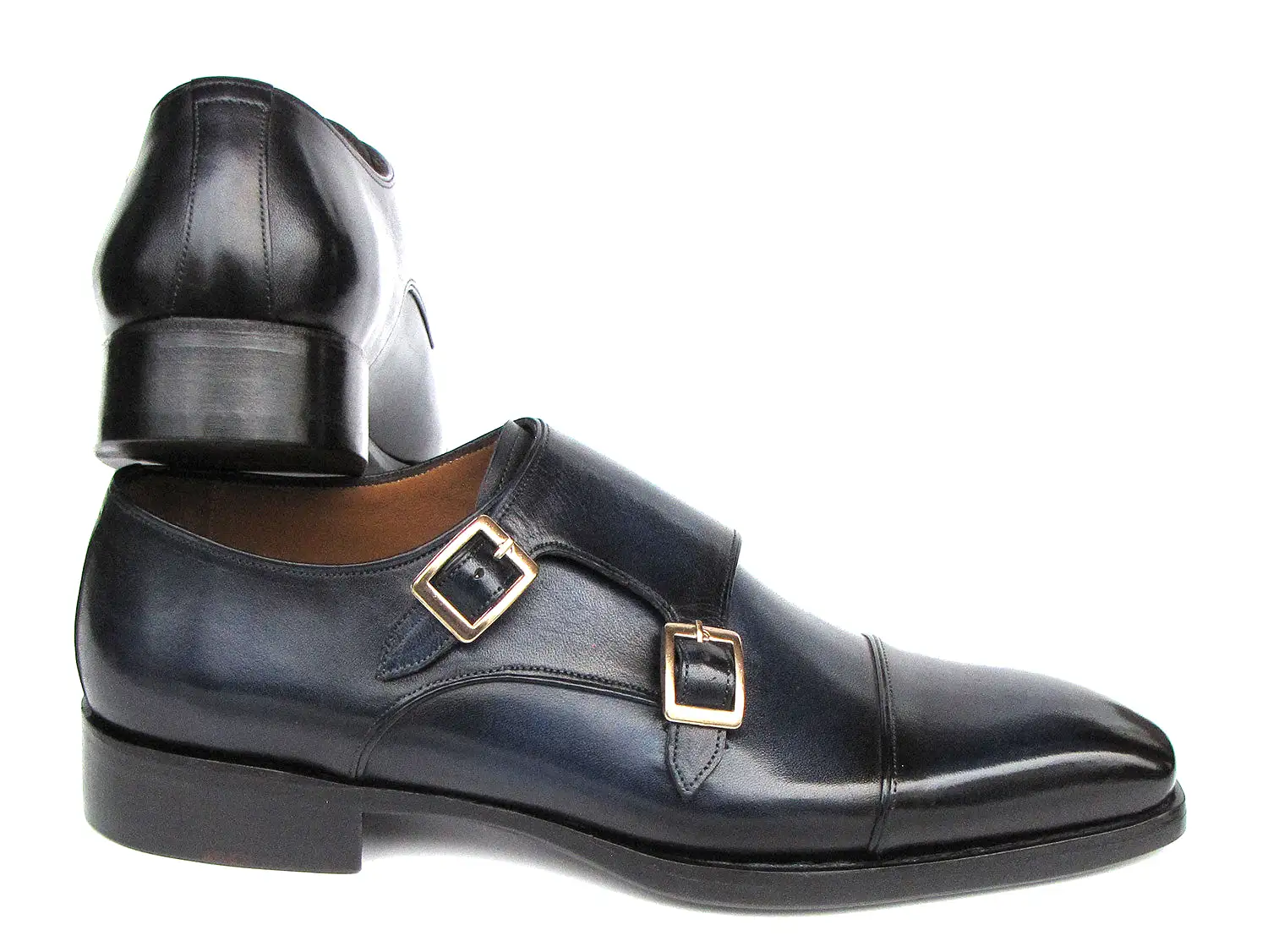 Paul Parkman Goodyear Welted Double Monkstrap Shoes Navy 9468-NVY