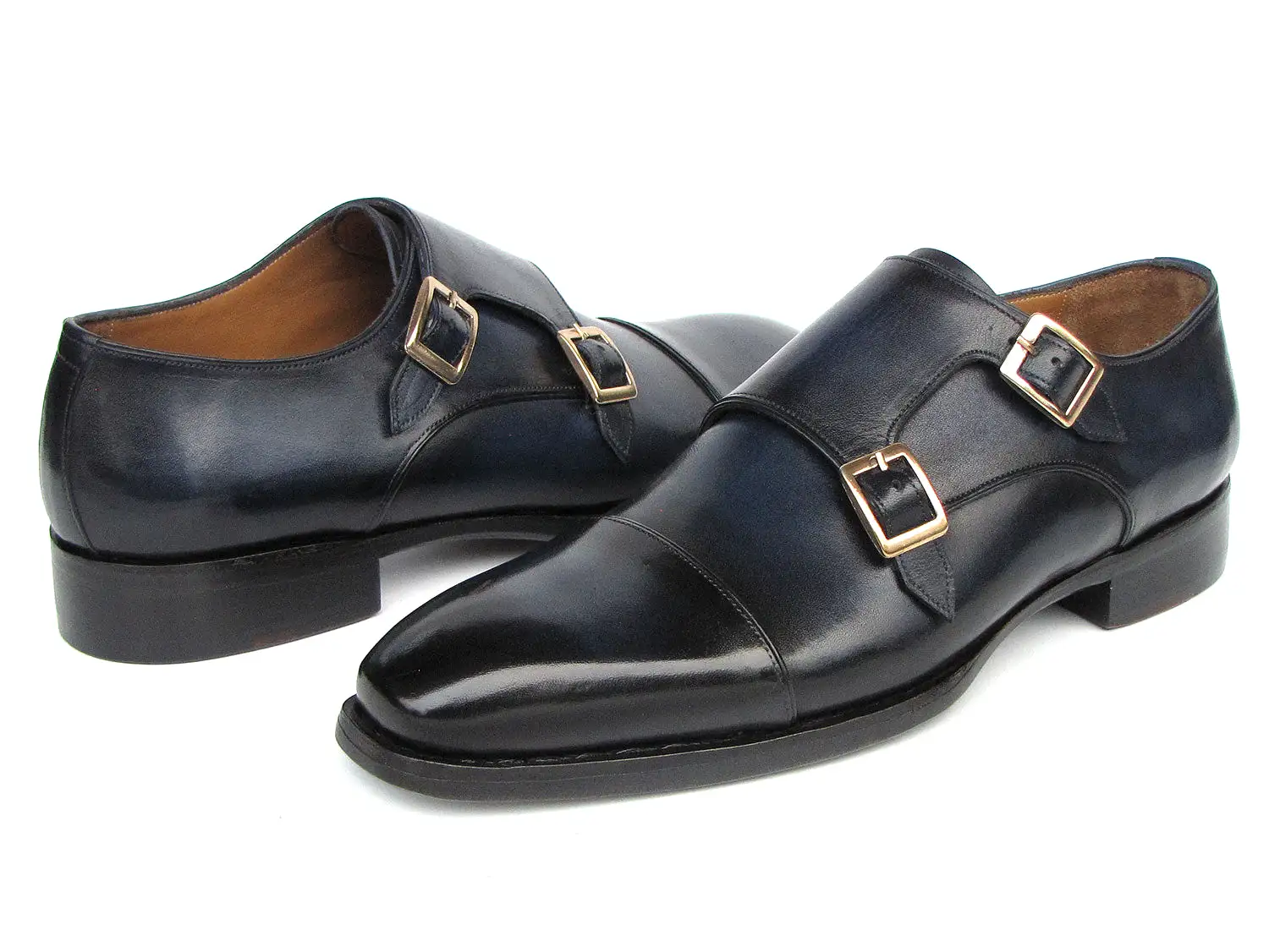 Paul Parkman Goodyear Welted Double Monkstrap Shoes Navy 9468-NVY