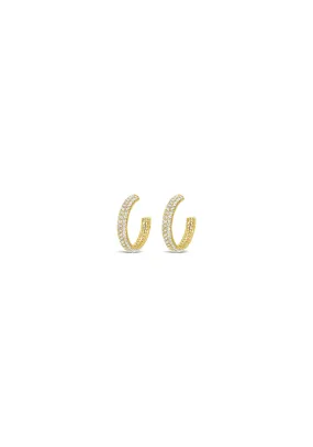 Pave Hoop Earring Gold - Rose Gold