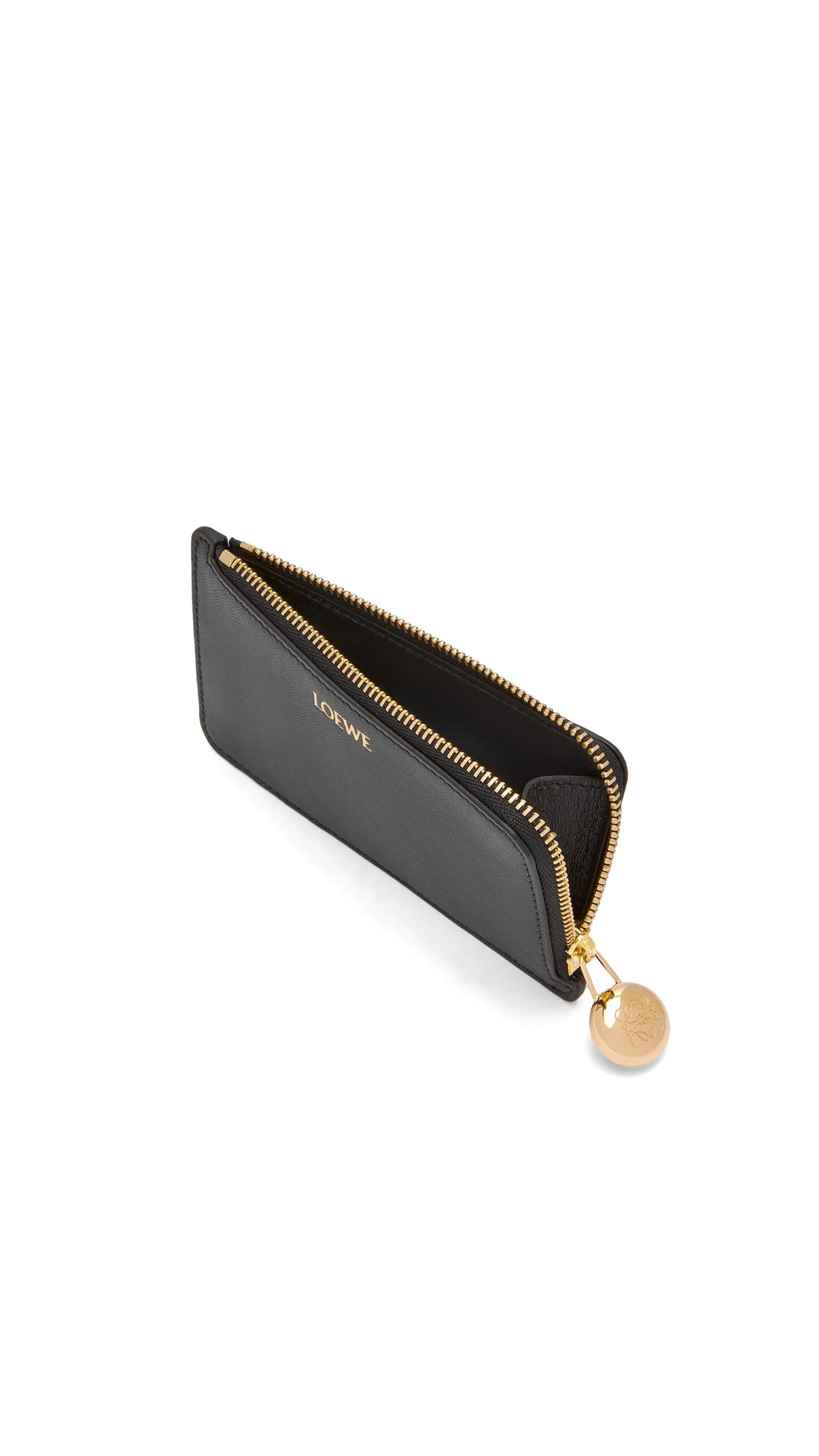 Pebble Coin Cardholder In Shiny Nappa Calfskin - Black