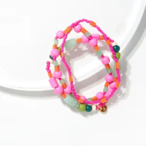 Pink/Green Stretch Bracelet Trio