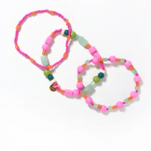 Pink/Green Stretch Bracelet Trio