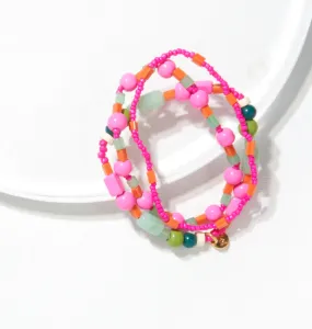 Pink/Green Stretch Bracelet Trio