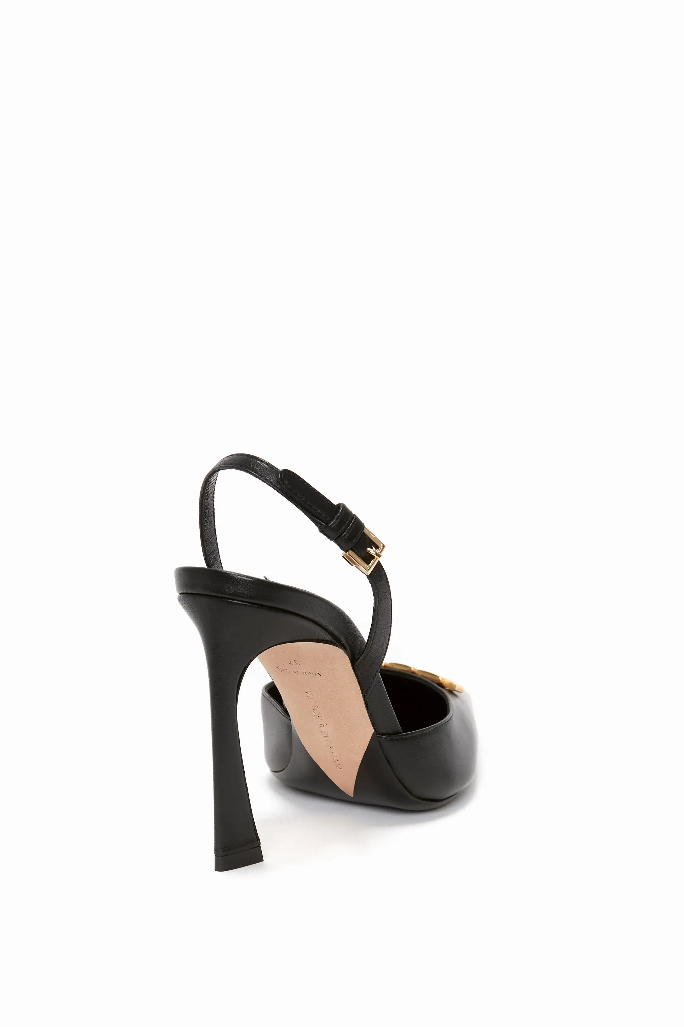 Pointy Toe Sling back in Black Calf