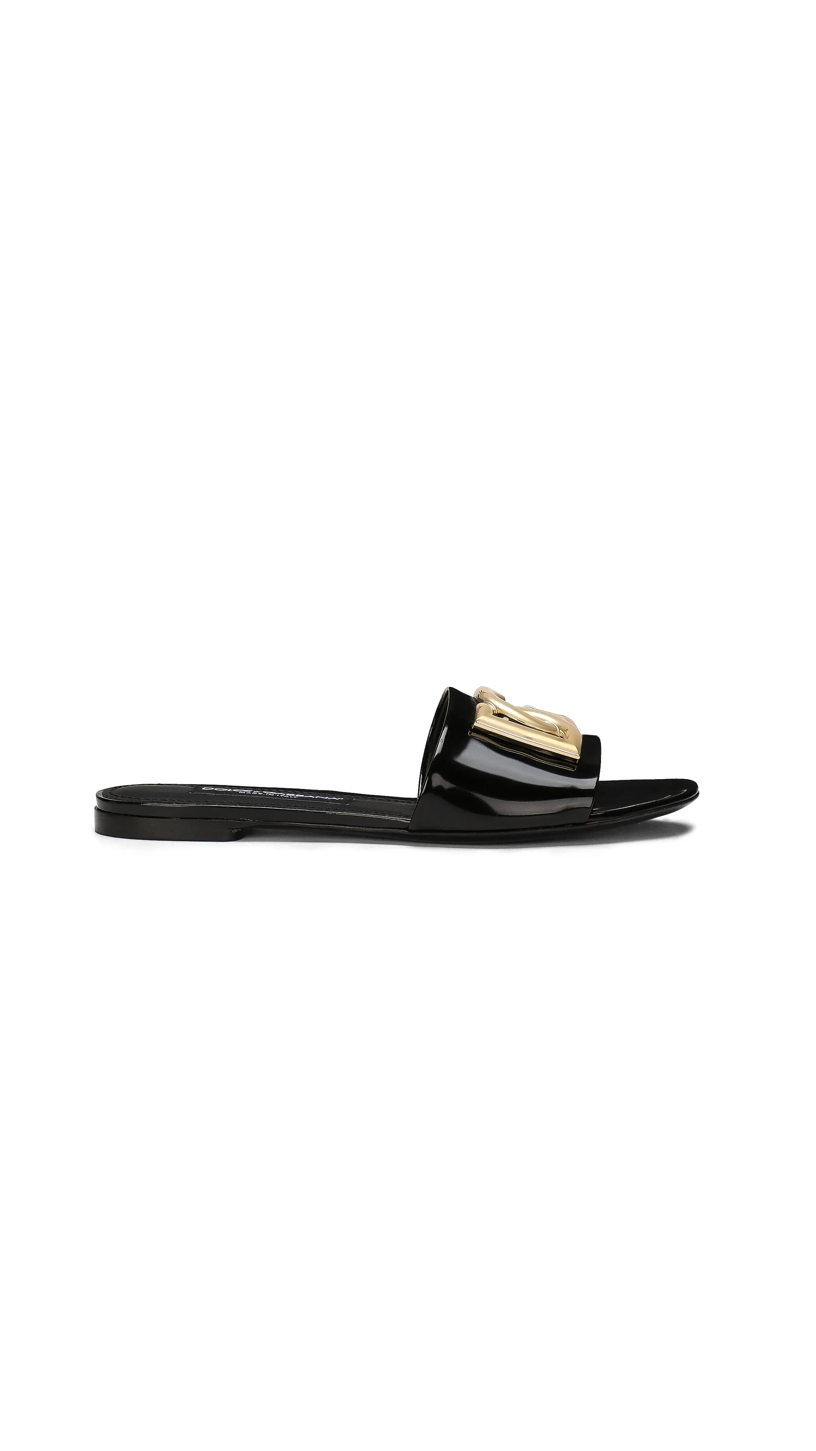 Polished Calfskin Sliders - Black