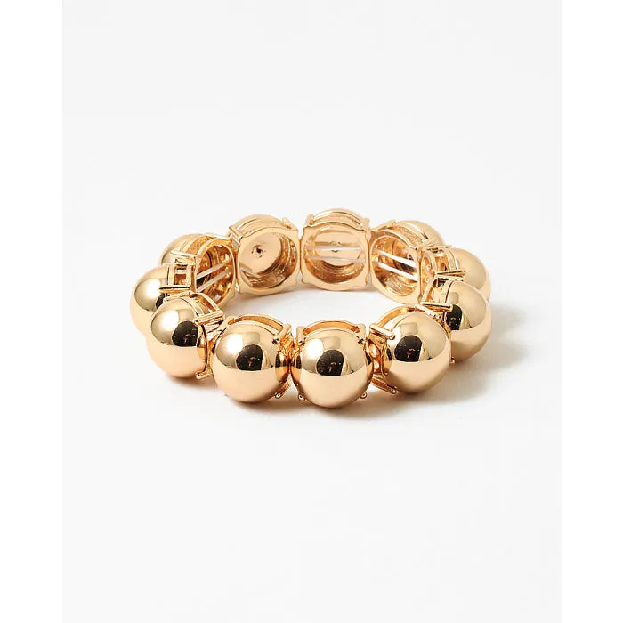 Pull On Gold Ball Stretch Statement Bracelet