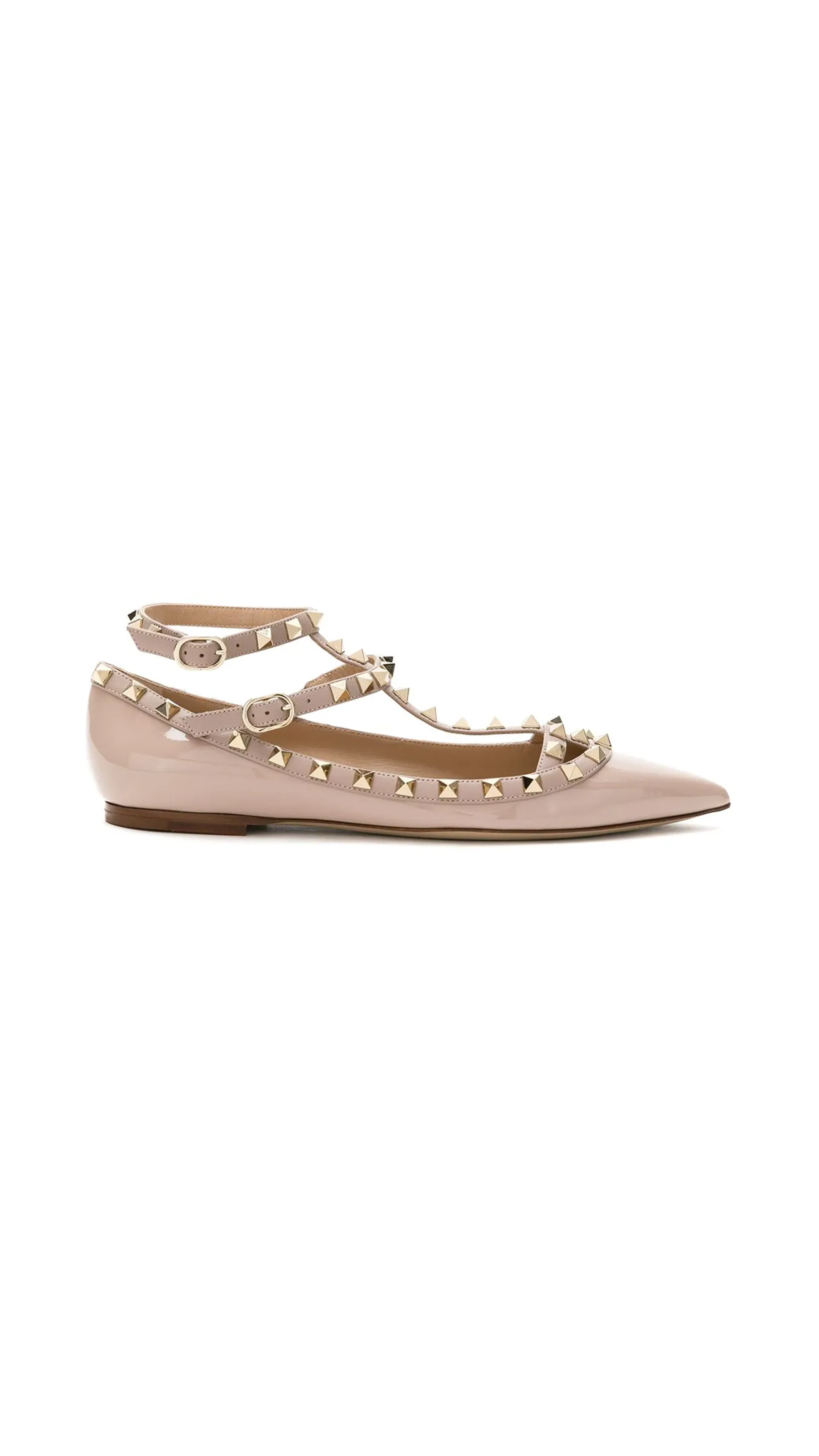 Rockstud Ballerinas in Patent Calfskin - Poudre