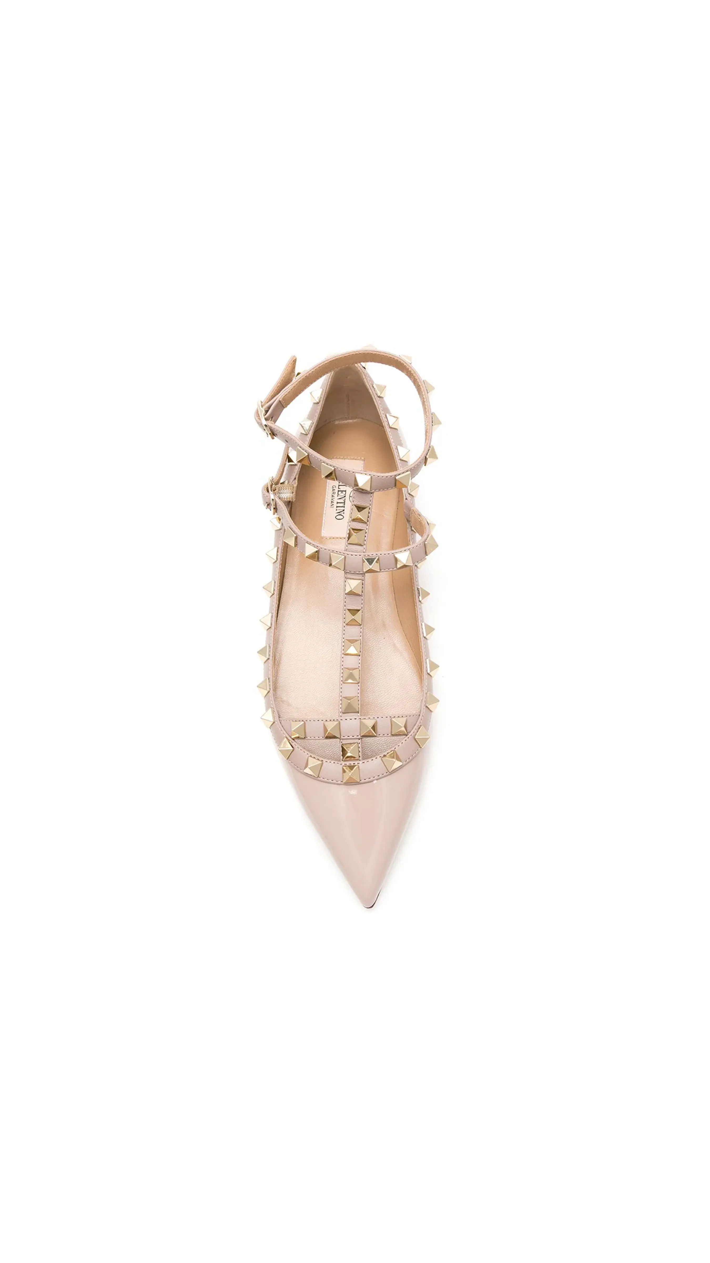 Rockstud Ballerinas in Patent Calfskin - Poudre