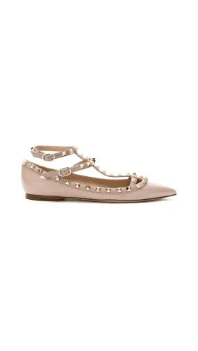 Rockstud Ballerinas in Patent Calfskin - Poudre