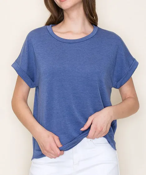 Roll Sleeve Top - Denim