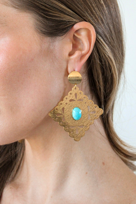 Rombo Turquoise Statement Earring