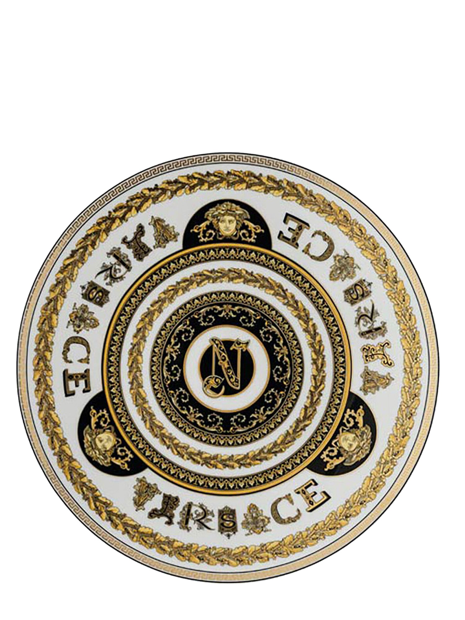 ROSENTHAL MEETS VERSACE    33 CM PORCELAIN PLACE CARD PLATE VIRTUS ALPHABET N