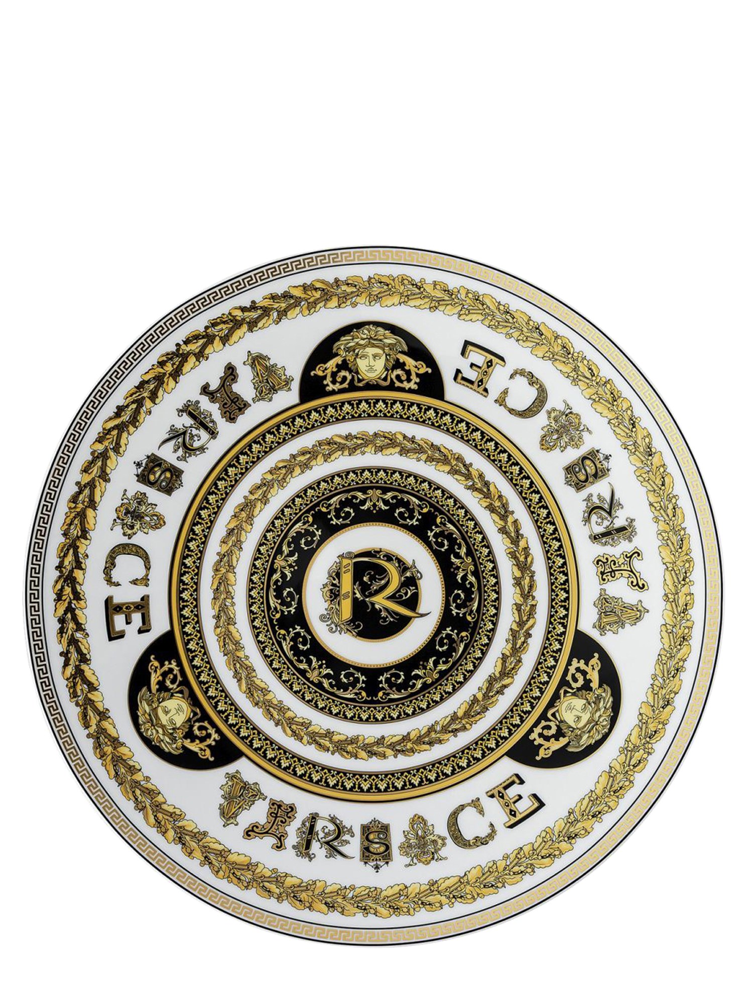 ROSENTHAL MEETS VERSACE    VIRTUS ALPHABET R PLACEHOLDER PLATE 33 CM