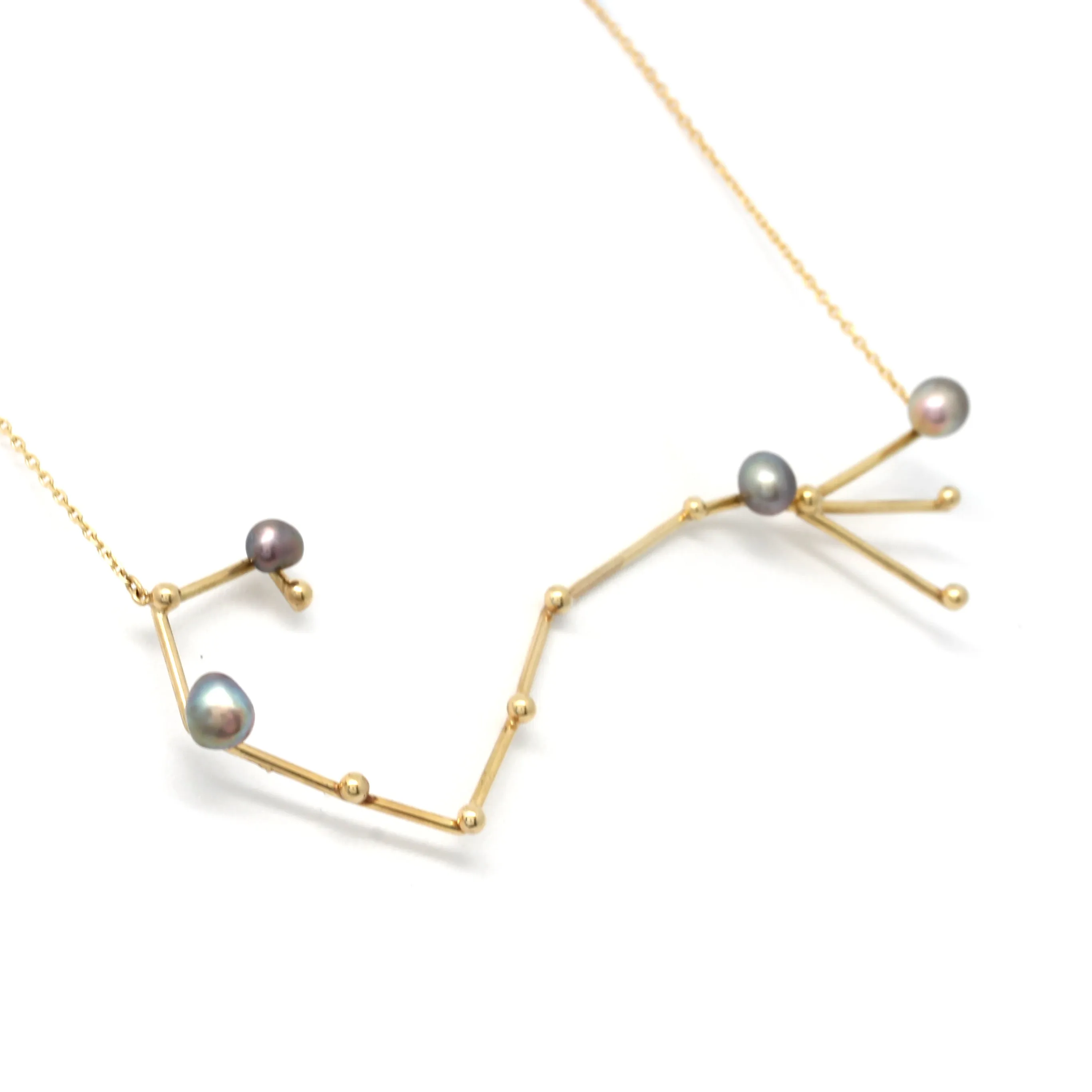 Scorpius (Oct 23th - Nov 21st) 14K Yellow Gold Pendant and Chain with Cortez Keshi Pearls