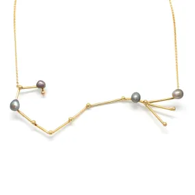 Scorpius (Oct 23th - Nov 21st) 14K Yellow Gold Pendant and Chain with Cortez Keshi Pearls