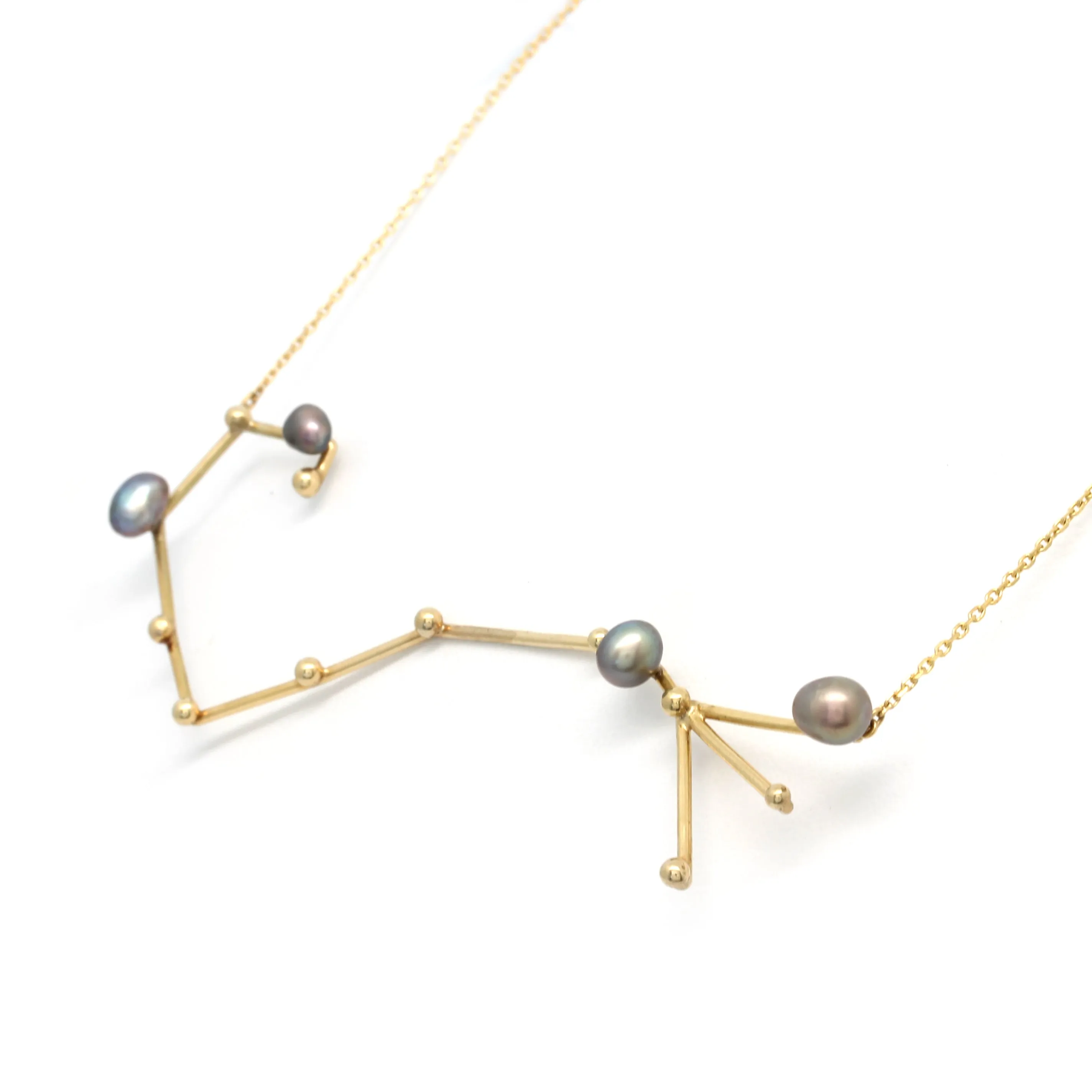 Scorpius (Oct 23th - Nov 21st) 14K Yellow Gold Pendant and Chain with Cortez Keshi Pearls