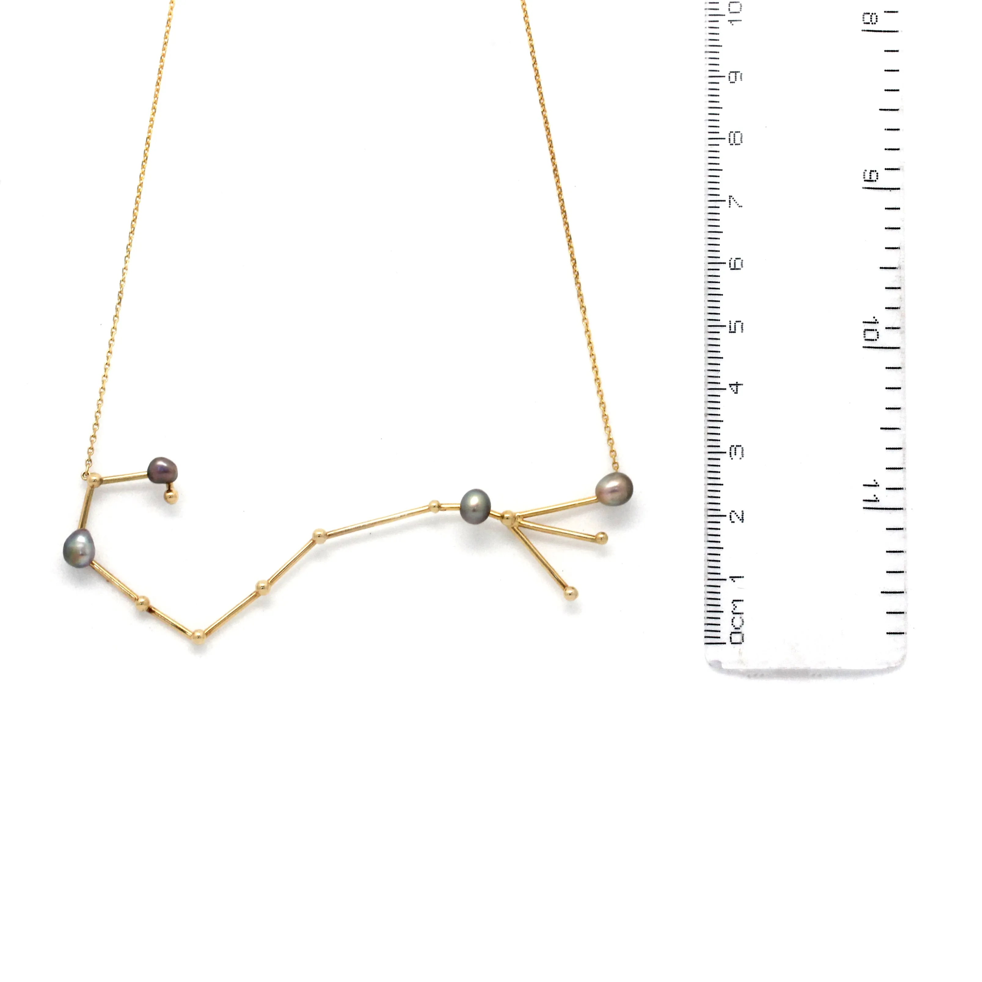 Scorpius (Oct 23th - Nov 21st) 14K Yellow Gold Pendant and Chain with Cortez Keshi Pearls