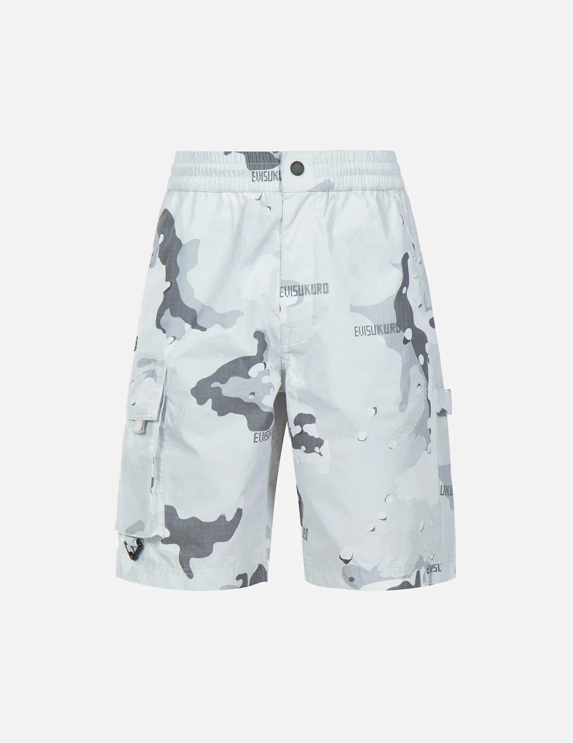 Seagull and Kamon Embroidered Camouflage Print Shorts