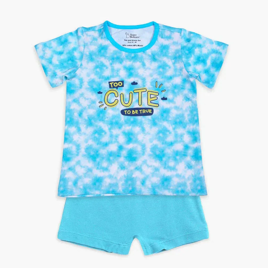 Short Sleeve Top & Shorts Set - Tie-Dye Blue - 1-2 years