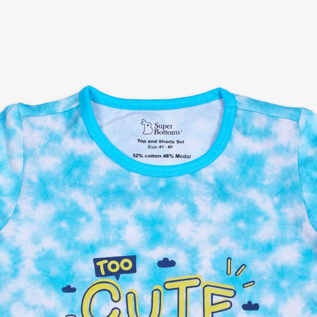 Short Sleeve Top & Shorts Set - Tie-Dye Blue - 1-2 years