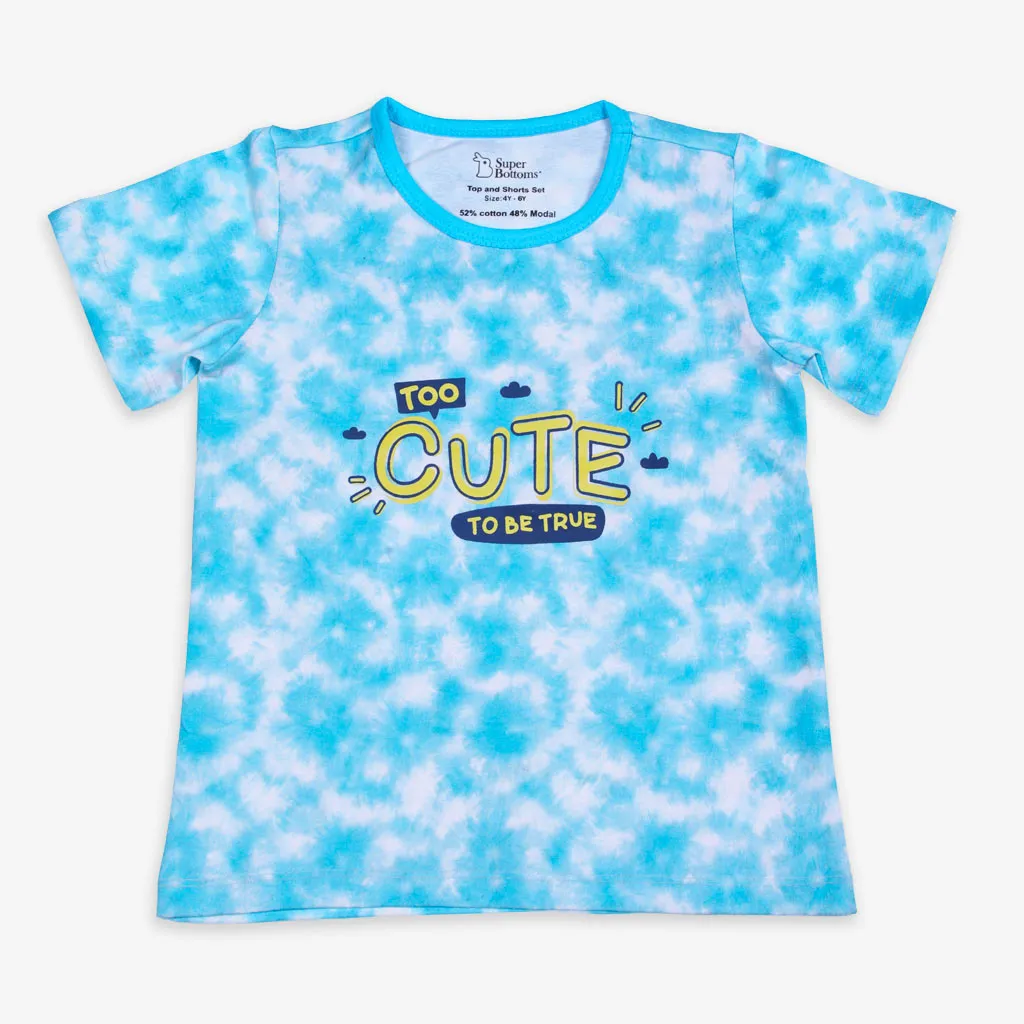 Short Sleeve Top & Shorts Set - Tie-Dye Blue - 2 - 4 years