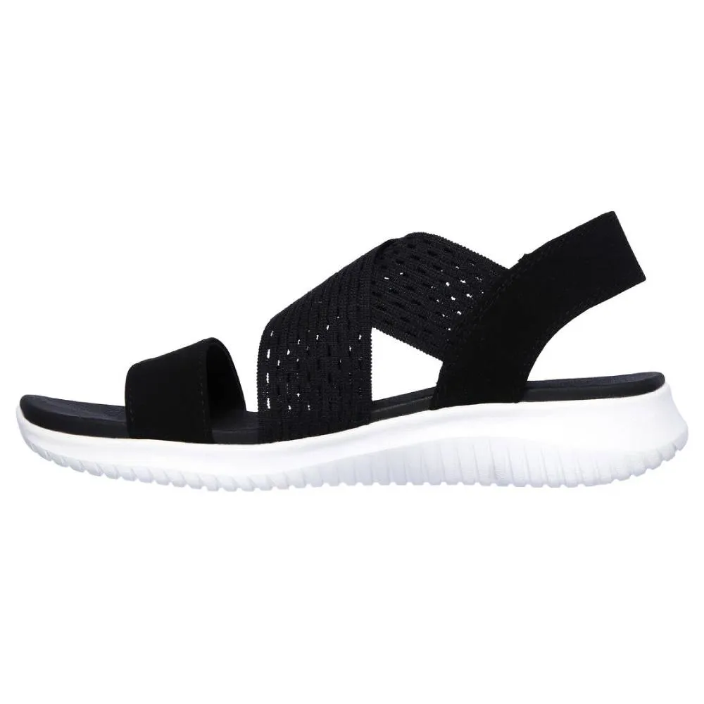 SKECHERS Women's Ultra Flex Neon Star sandal (Black)