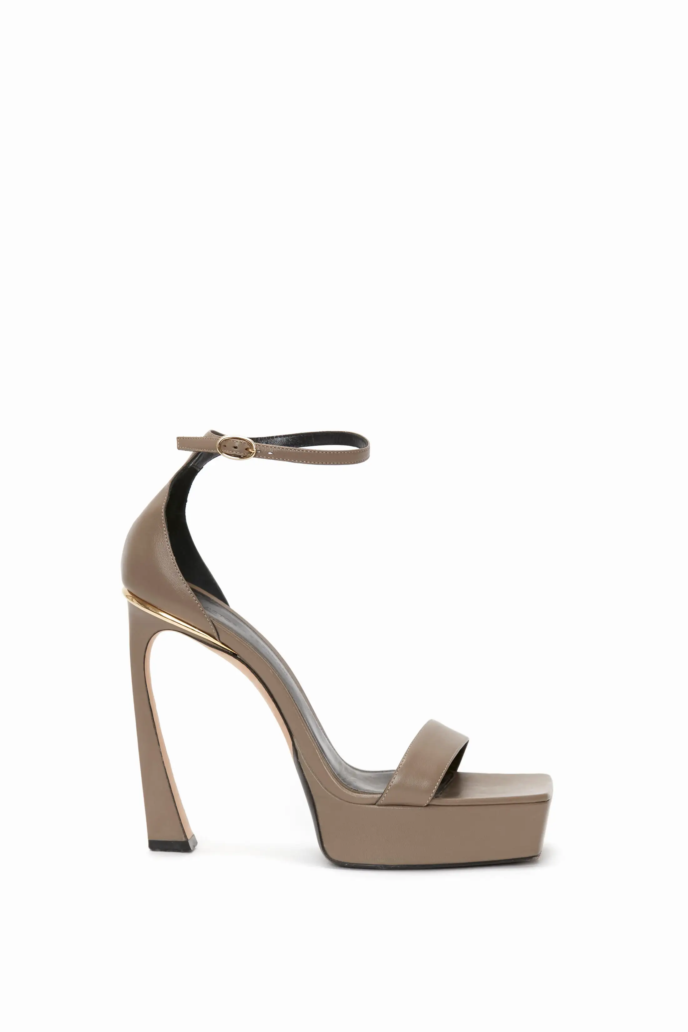 Squared Toe Platform Sandal in Beige