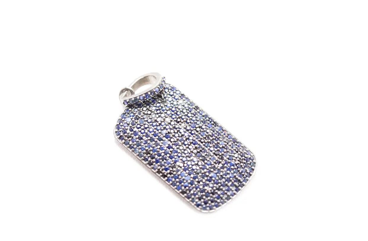 S.Row Designs Sapphire Dog Tag Pendant