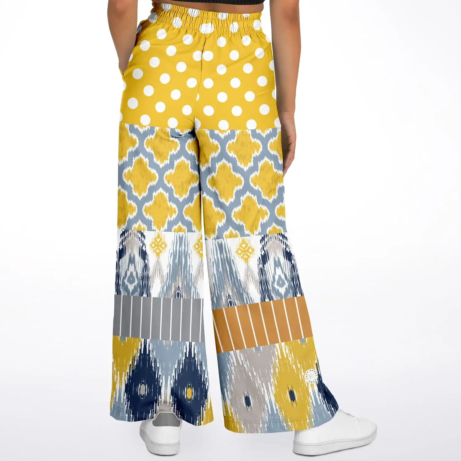 Talullah Bankhead Ikat Polka Dot Eco-Poly Stretchy Phat Bellbottoms