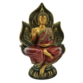 Thai Buddha Figurine - Red and Gold Seated Lotus BUD386