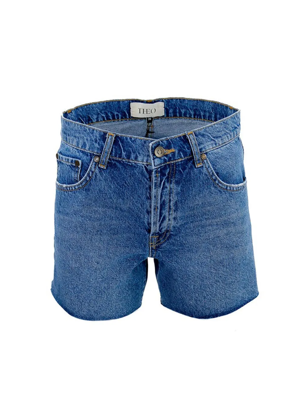 THEO NYX High-Waist Denim Shorts in Laguna Blue