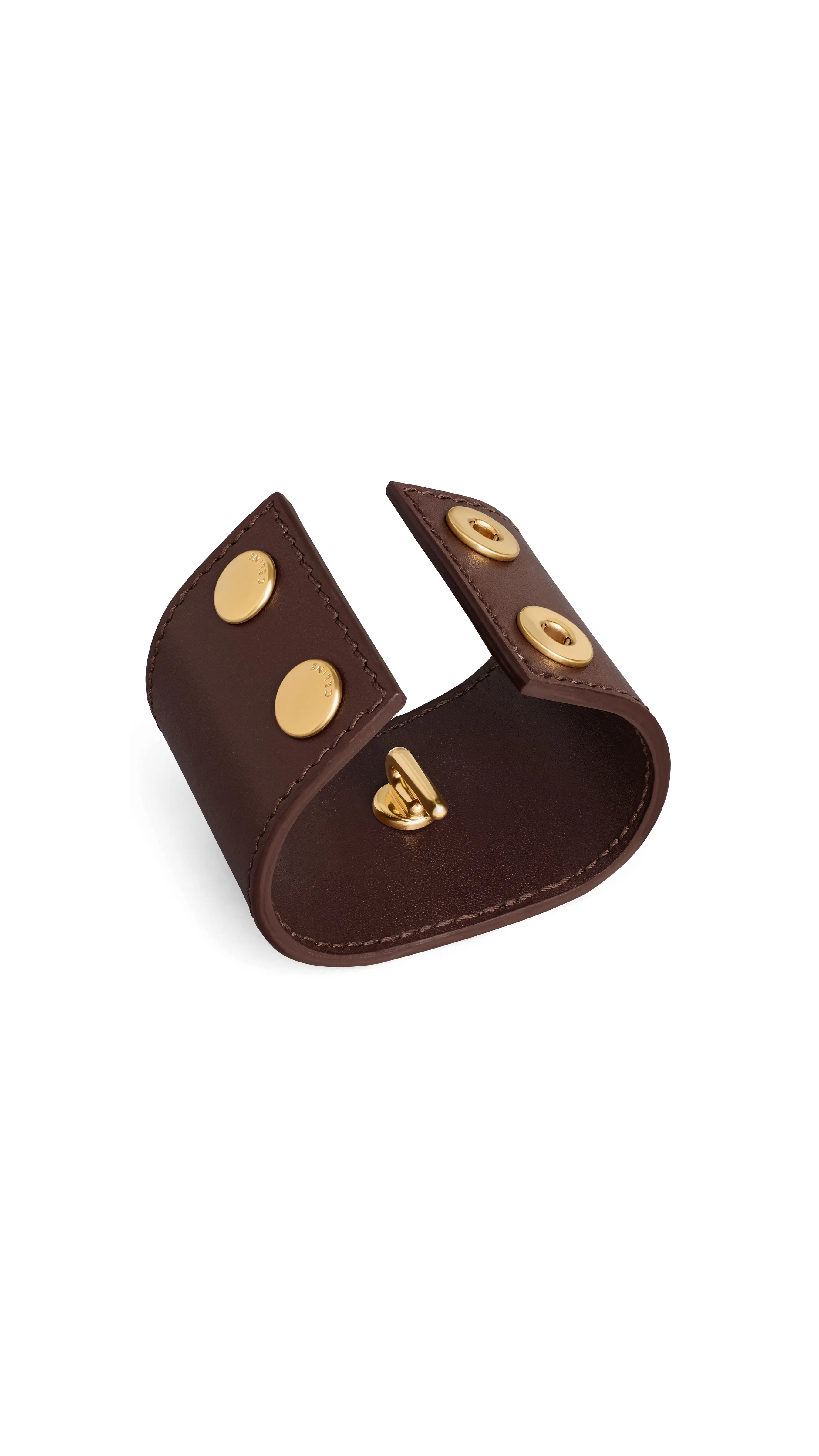 Triomphe Hair Cuff in Calfskin and Brass - Gold/Chestnut