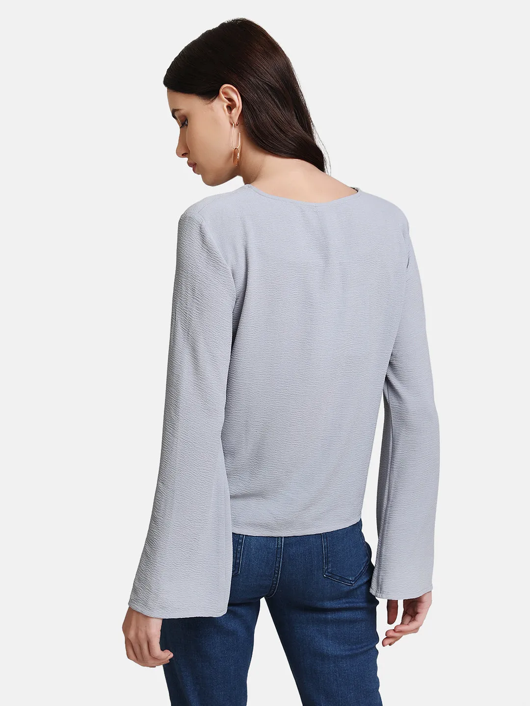 V-Neck Top With Diagonal Placket