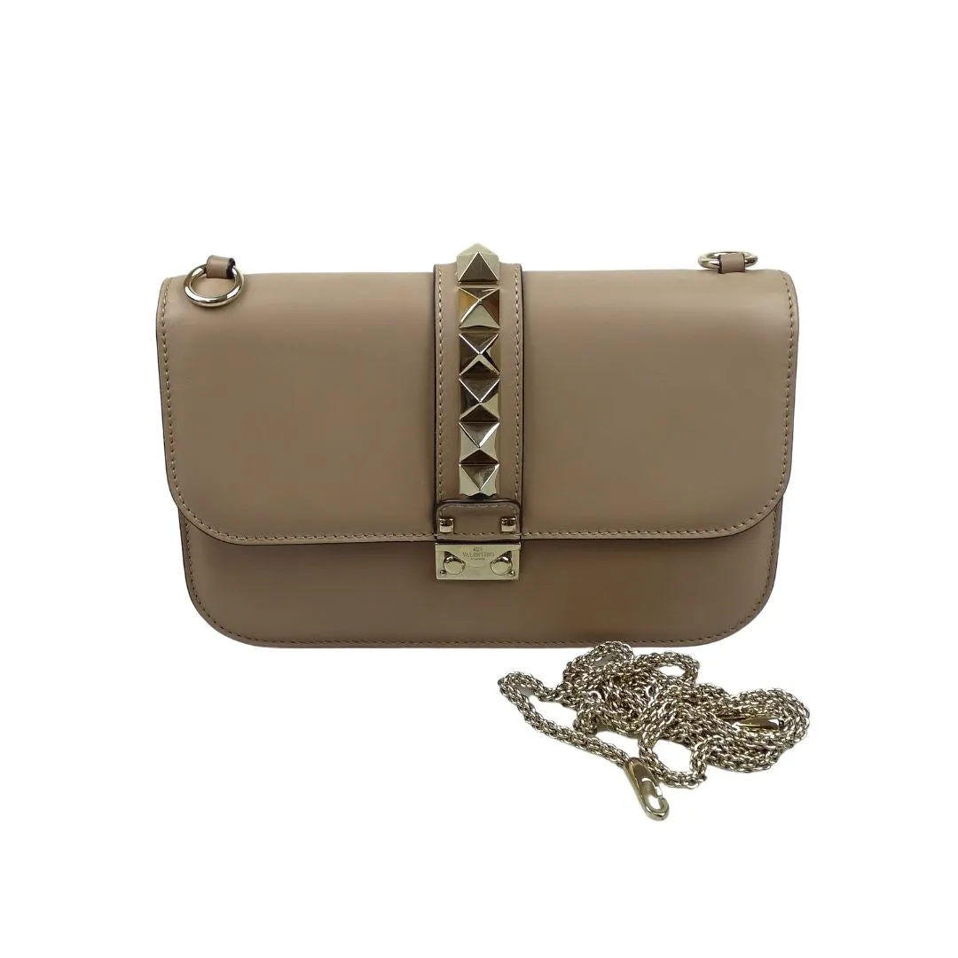 Valentino Glam Lock Beige Calfskin Medium