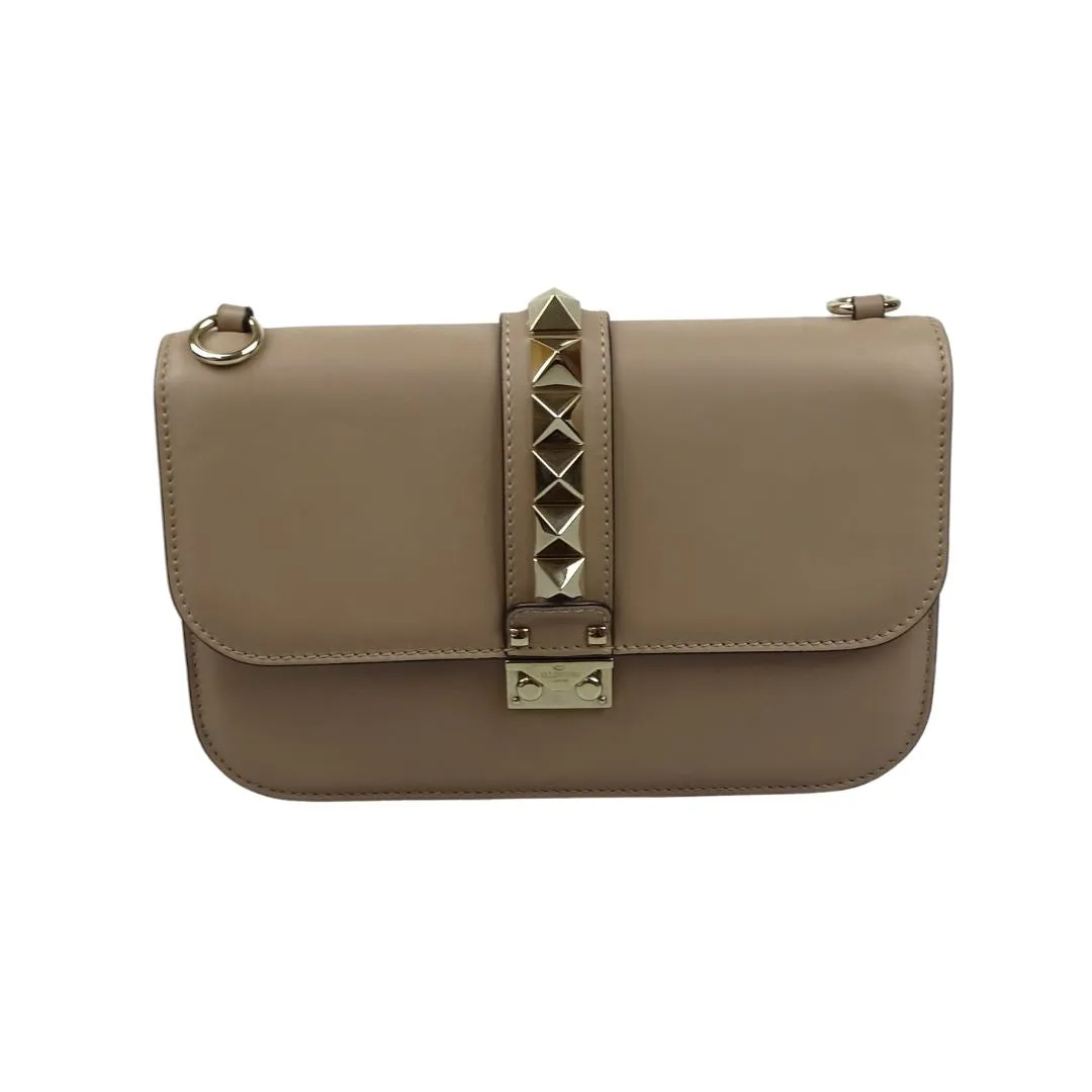 Valentino Glam Lock Beige Calfskin Medium