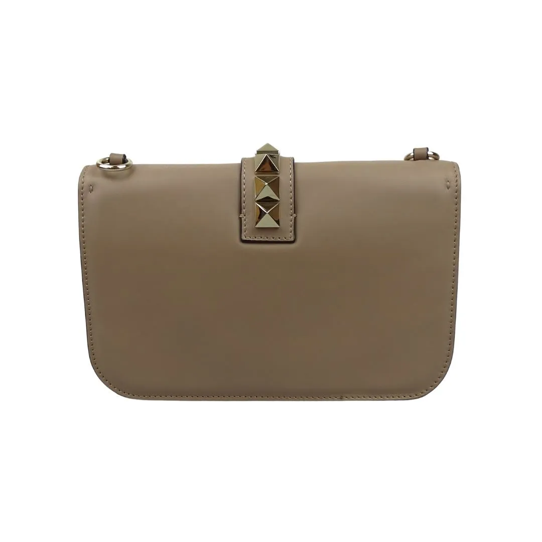 Valentino Glam Lock Beige Calfskin Medium