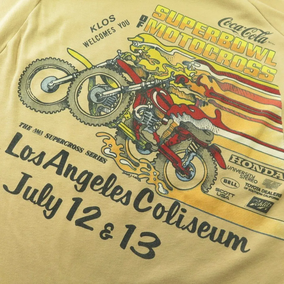 Vintage 80s Motocross Motorcycle Racing T-shirt Large Racing Motorbike  LA Cali