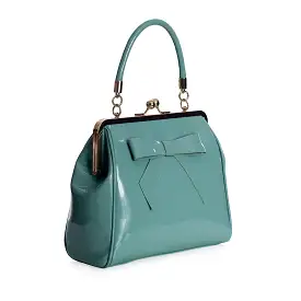 Vintage Turquoise Retro Patent Handbag