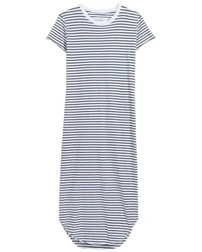 White and British Royal Navy Stripe Harper Maxi Tee Dress