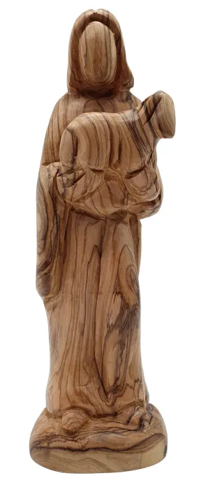 Zuluf Handcrafted Olive Wood Good Shepherd Statue - 9.2 Inches | Artisan Handmade Religious Sculpture for Home Decor