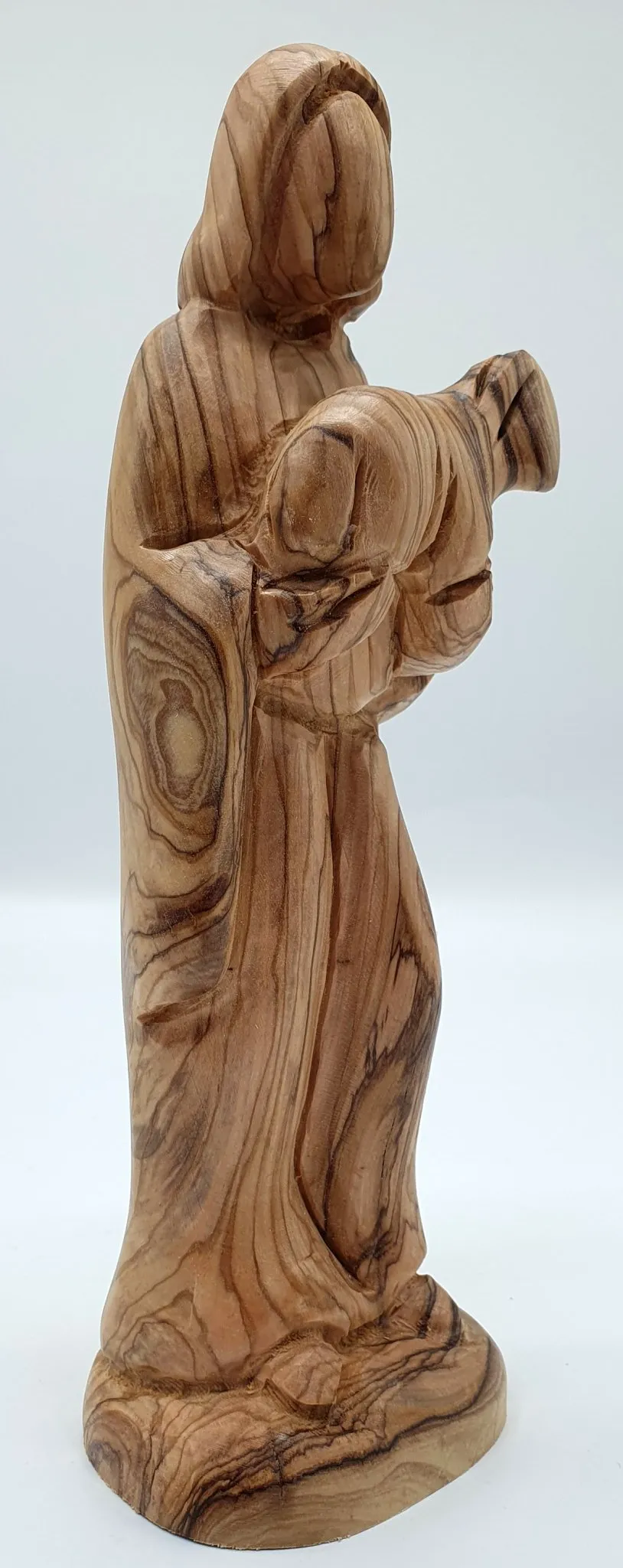 Zuluf Handcrafted Olive Wood Good Shepherd Statue - 9.2 Inches | Artisan Handmade Religious Sculpture for Home Decor