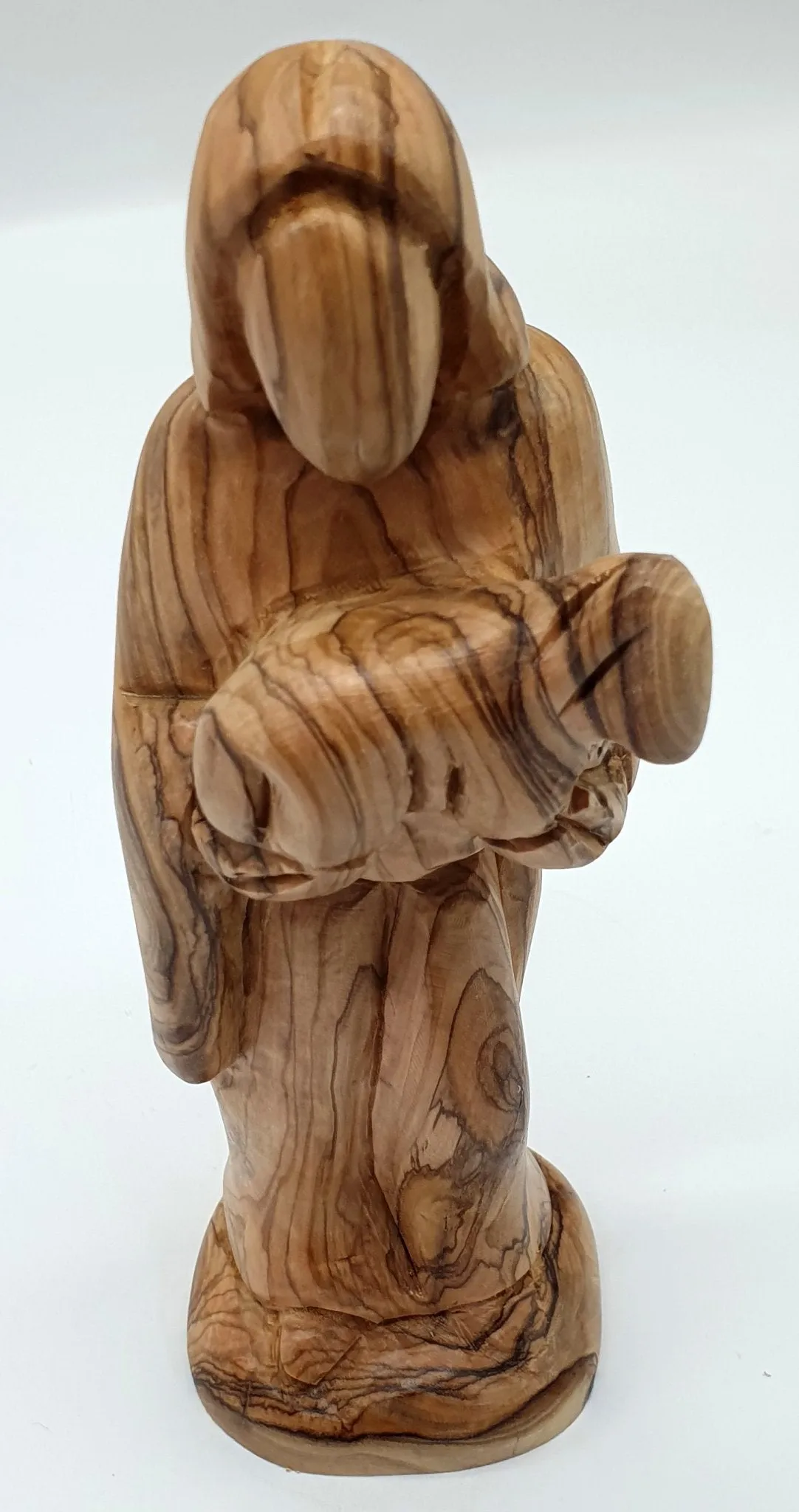 Zuluf Handcrafted Olive Wood Good Shepherd Statue - 9.2 Inches | Artisan Handmade Religious Sculpture for Home Decor