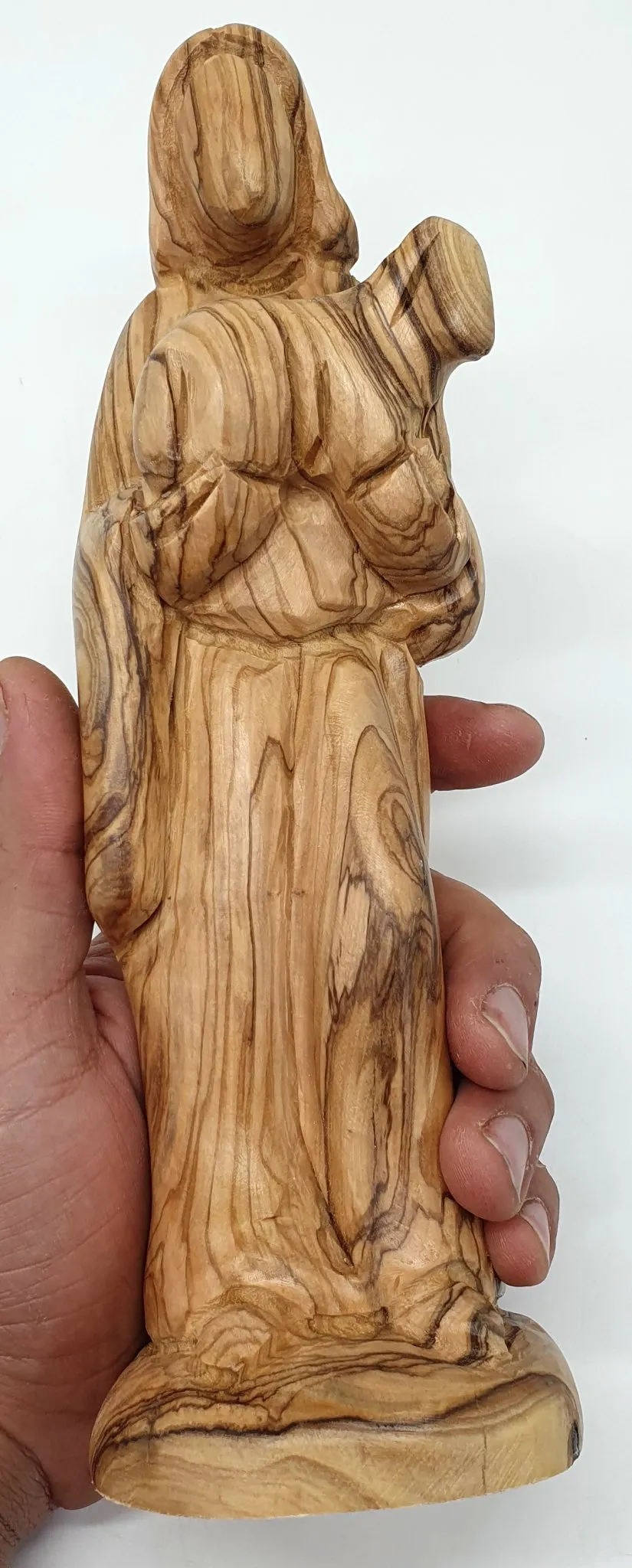 Zuluf Handcrafted Olive Wood Good Shepherd Statue - 9.2 Inches | Artisan Handmade Religious Sculpture for Home Decor