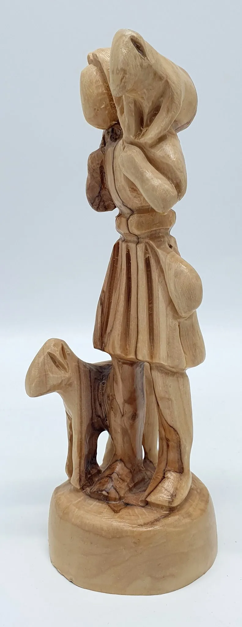 Zuluf Olive Wood Shepherd Carrying Lamb Statue - Handmade Religious Sculpture for Home Decor - Bethlehem Crafted 6.5-inch Art Pi