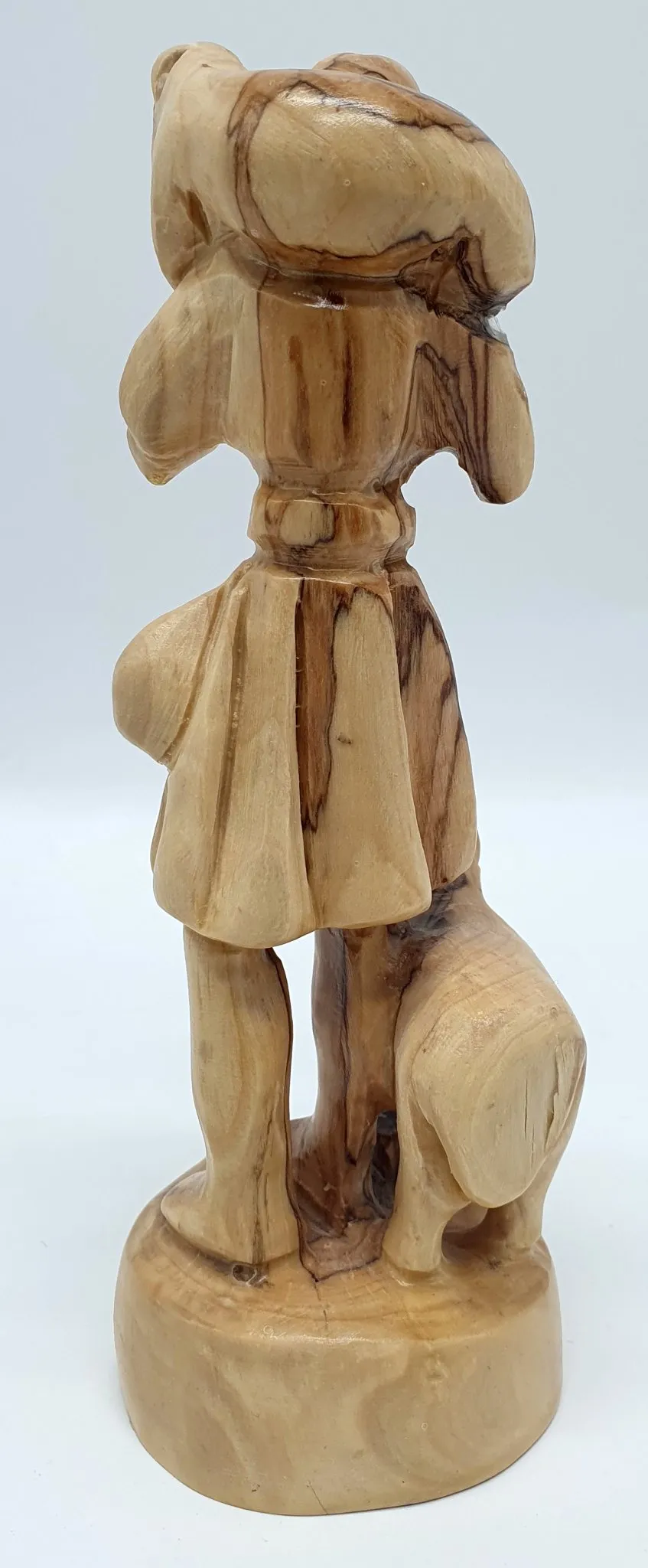 Zuluf Olive Wood Shepherd Carrying Lamb Statue - Handmade Religious Sculpture for Home Decor - Bethlehem Crafted 6.5-inch Art Pi